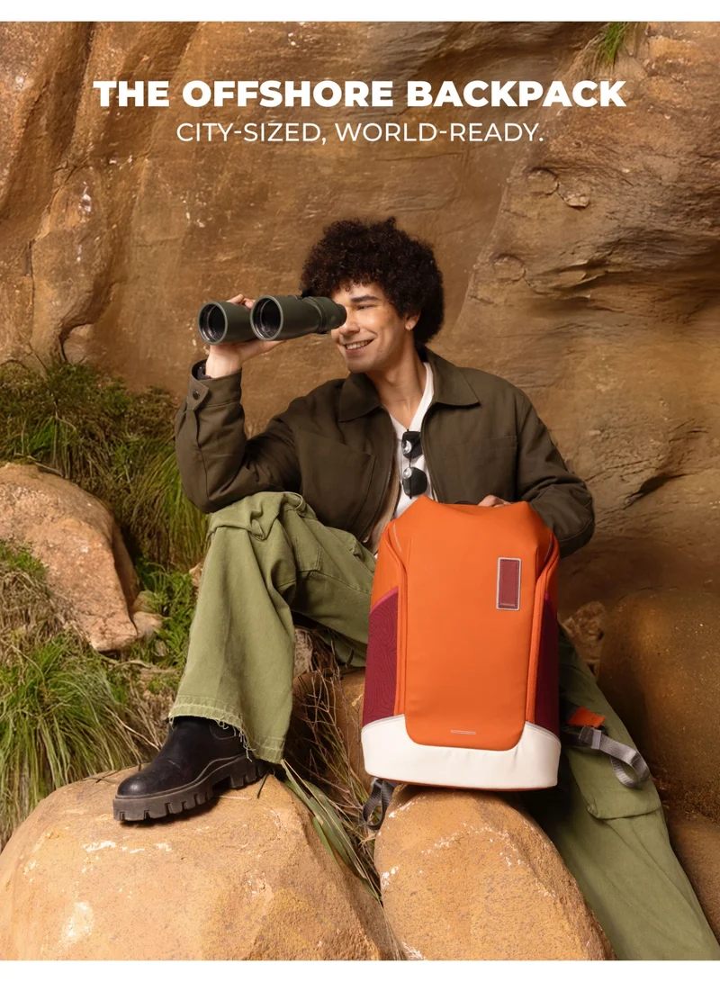 موكوبارا للتجارة ذ.م.م The Offshore Backpack - 28L Capacity, Reverse Coated Nylon Material | Lava Lamp, Orange