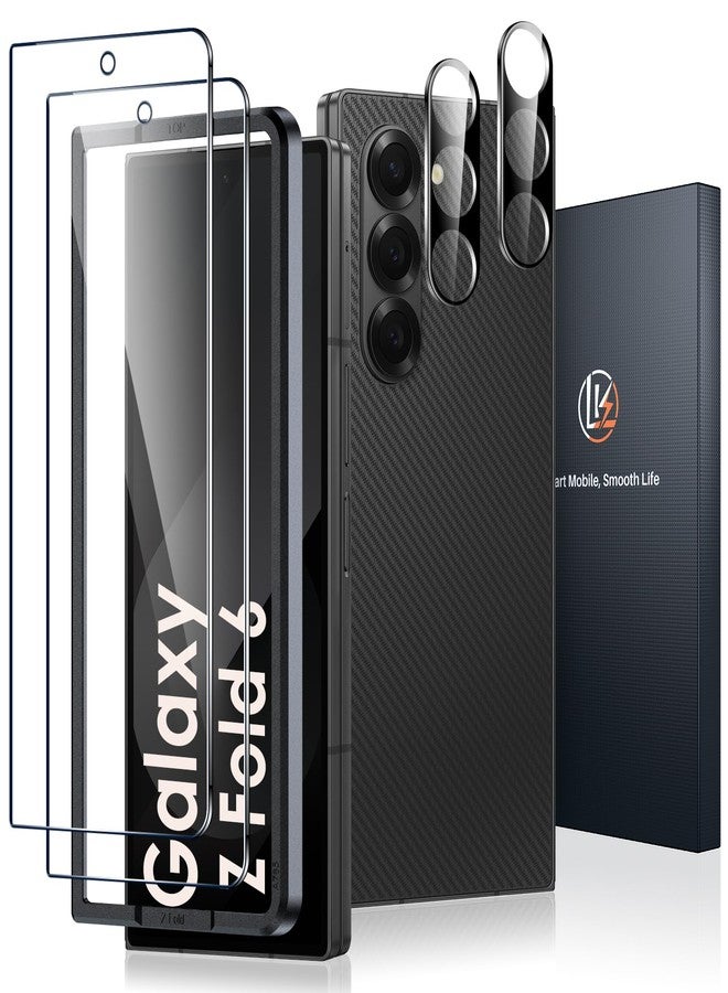 LK 2 Pack for Samsung Galaxy Z Fold 6 Screen Protector+ 2 Pack Camera Lens Protector, HD Clear Tempered Glass Screen Protector for Galaxy Z Fold 6, Anti Scratch, Bubble Free, Easy Install - Image 1