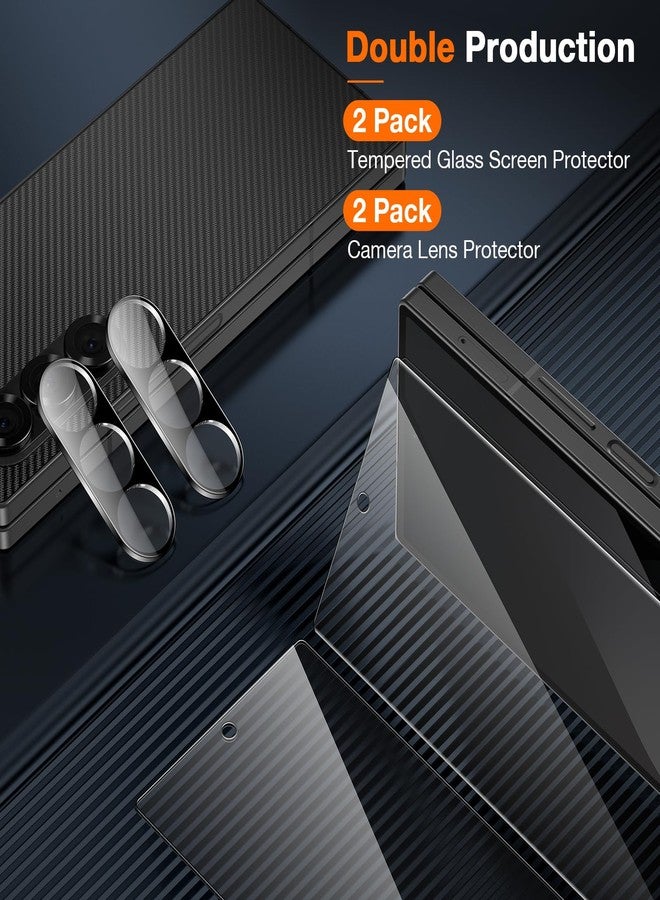 LK 2 Pack for Samsung Galaxy Z Fold 6 Screen Protector+ 2 Pack Camera Lens Protector, HD Clear Tempered Glass Screen Protector for Galaxy Z Fold 6, Anti Scratch, Bubble Free, Easy Install - Image 5
