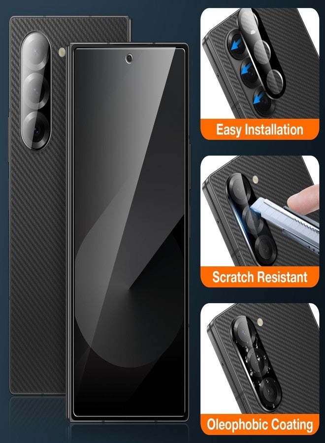 LK 2 Pack for Samsung Galaxy Z Fold 6 Screen Protector+ 2 Pack Camera Lens Protector, HD Clear Tempered Glass Screen Protector for Galaxy Z Fold 6, Anti Scratch, Bubble Free, Easy Install - Image 3