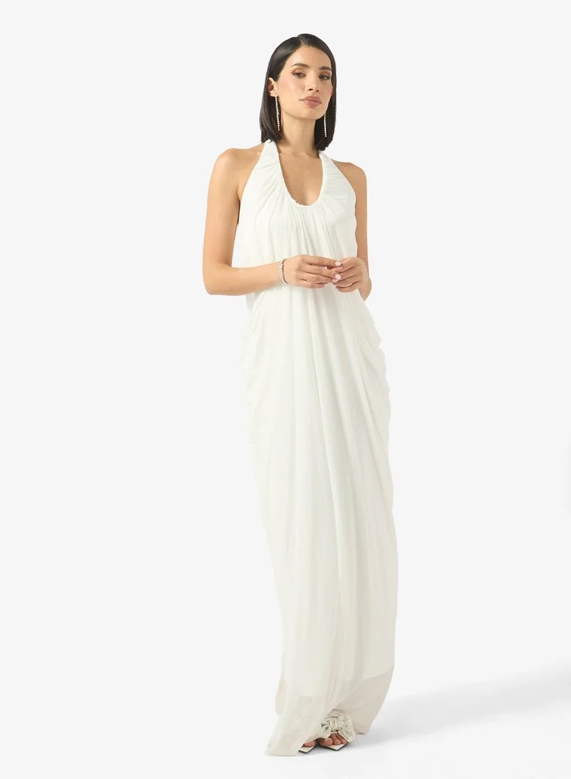 Ginger Halter Neck Draped Sundress