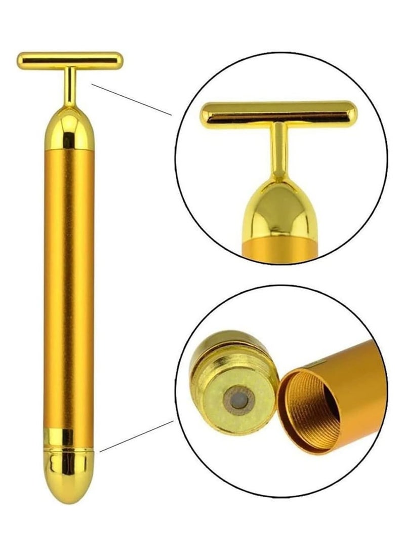 Generic - 24k skincare facial massage roller, 2-in-1 electric 3D roller and T-shaped energy beauty wand, used for facial lifting and firming of the skin - Image 1