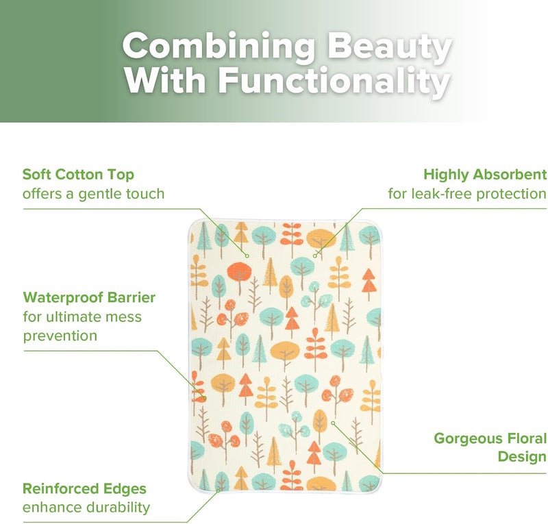 haakaa Waterproof Changing Pad Liners, 100% Cotton, Soft & Breathable (1pc, 19.5" x 27.5" Autumn Glade) - Image 4