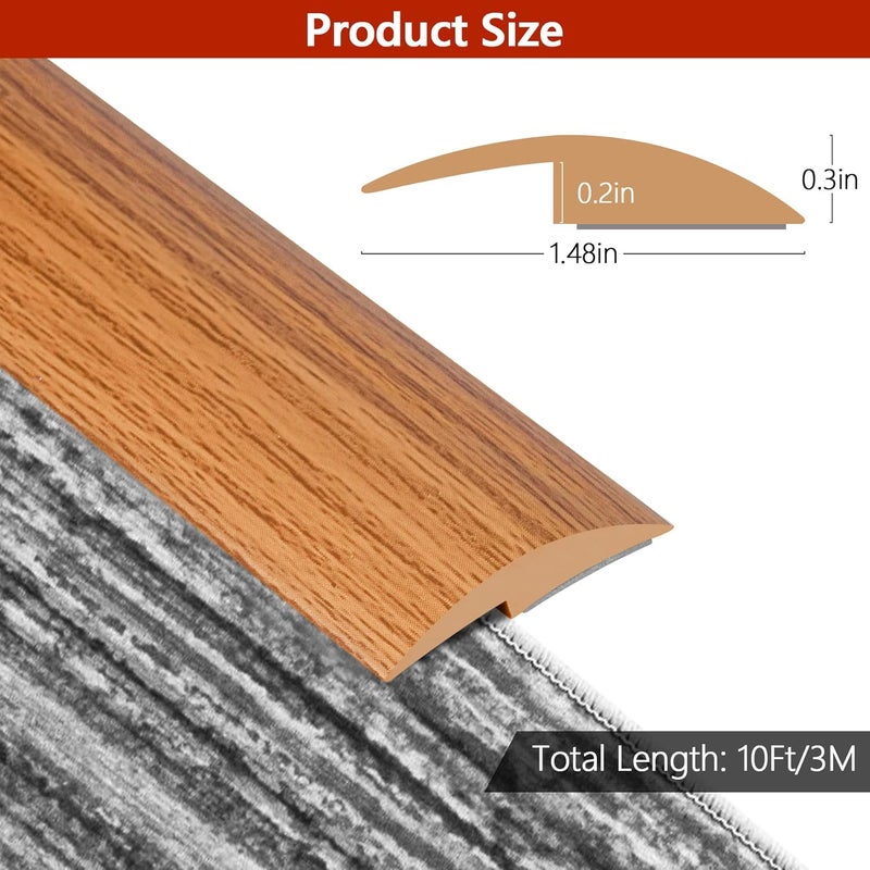 ToLanbbt 10Ft Floor Transition Strip Self Adhesive Carpet to Tile Floor Edging Trim PVC Threshold Strips, Peel and Stick Joining Trim Suitable for Threshold Height Less Than 5mm (Light Brown Coffee) - Image 2