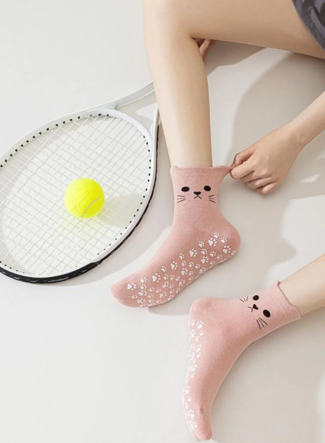 Styli Active Pink Cat Paw Grip Silicon Pads Yoga Socks