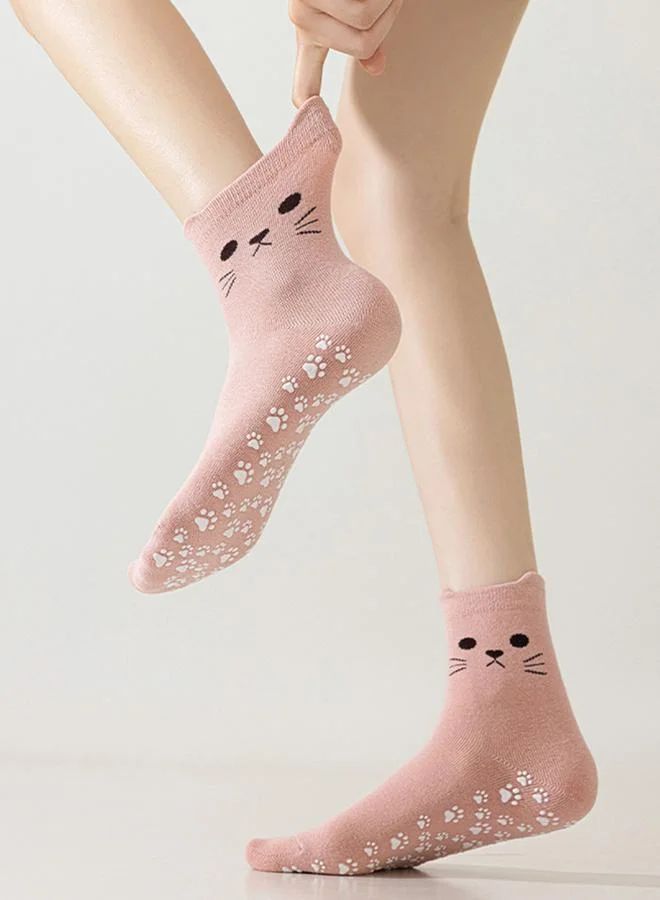 Styli Active Pink Cat Paw Grip Silicon Pads Yoga Socks