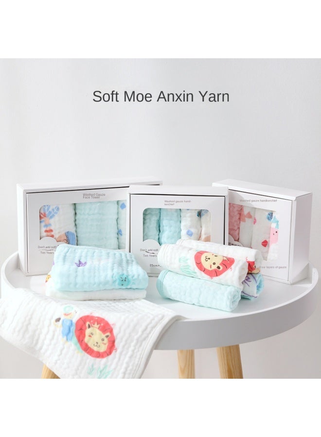 القطن الخالص عبوة من ٣ مناشف وجه للرضع من الشاش المغسول ٤ طبقات، مناشف استحمام قطنية ناعمة للرضع، مراييل اللعاب للأطفال - Image 3
