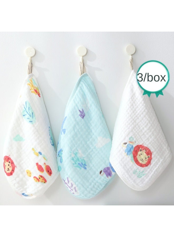 القطن الخالص عبوة من ٣ مناشف وجه للرضع من الشاش المغسول ٤ طبقات، مناشف استحمام قطنية ناعمة للرضع، مراييل اللعاب للأطفال - Image 1