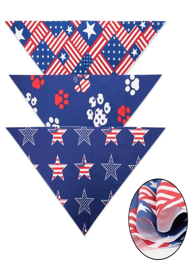 Bnapott 3PCS Patriotic Dog Bandanas, American Flag Adjustable Triangle Scarf for Pets, 4th of July Independence Day Holiday Festival Accessories for Small Medium Large Dogs - Image 3