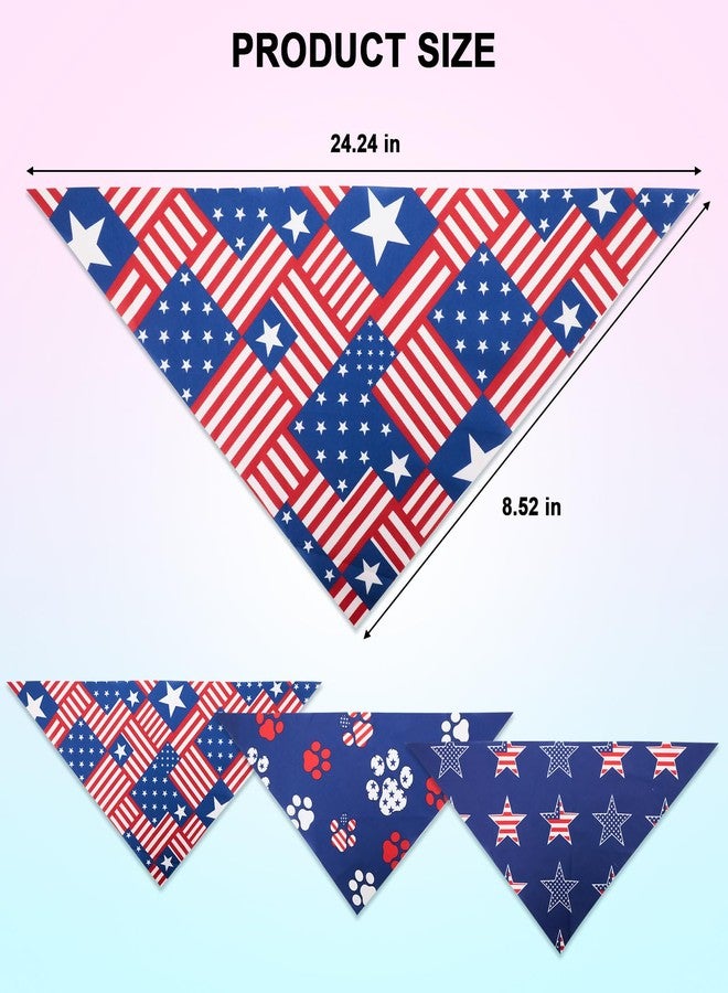 Bnapott 3PCS Patriotic Dog Bandanas, American Flag Adjustable Triangle Scarf for Pets, 4th of July Independence Day Holiday Festival Accessories for Small Medium Large Dogs - Image 2