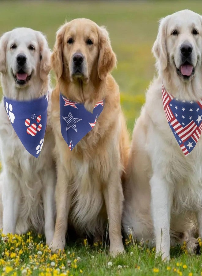 Bnapott 3PCS Patriotic Dog Bandanas, American Flag Adjustable Triangle Scarf for Pets, 4th of July Independence Day Holiday Festival Accessories for Small Medium Large Dogs - Image 5