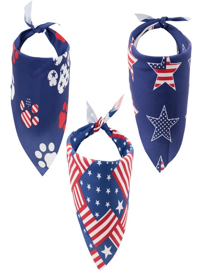 Bnapott 3PCS Patriotic Dog Bandanas, American Flag Adjustable Triangle Scarf for Pets, 4th of July Independence Day Holiday Festival Accessories for Small Medium Large Dogs - Image 1