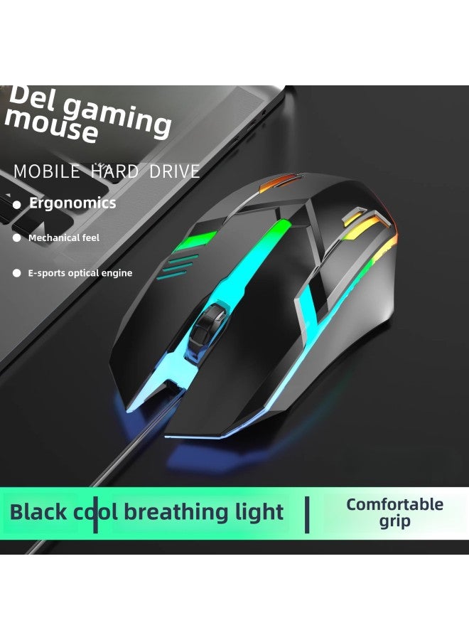 For Dell Mechanical Wired Mouse Gaming Desktop Computer Internet Cafe Special Notebook Office General-Color:Upgraded Model-black ★ Side Streamer  Sensitive And No Lag-Interface:Official Standard  - Image 1
