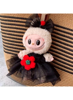 Generic 17cm Labubu Keychain Vinyl Doll Dress Clothing Black suspender skirt + head flower(clothes only,excluding doll) 