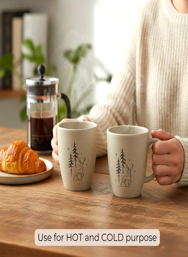 Mahaware Ecohome Coffee Mug, Set of 2, 300 ml, Made with Rice Husk & Bamboo Fibers, Microwave Safe, Coffee Cup, Matte Finish, Valentine Gift - Image 2