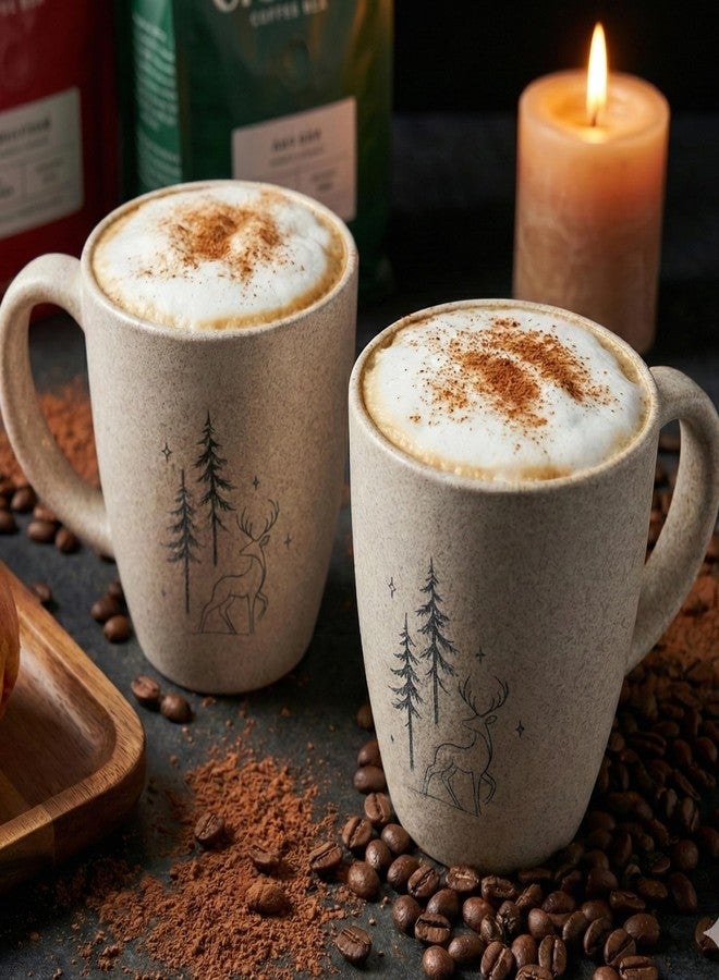 Mahaware Ecohome Coffee Mug, Set of 2, 300 ml, Made with Rice Husk & Bamboo Fibers, Microwave Safe, Coffee Cup, Matte Finish, Valentine Gift - Image 1