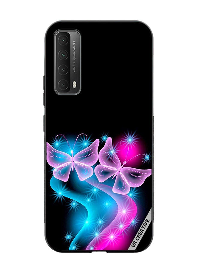 VR CREATIVE Protective Case Cover For Huawei Y7a Butterfly Pink Black Background Design Multicolour - Image 1