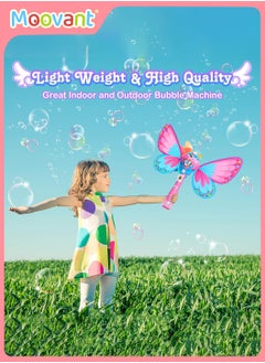 Moovant Bubble Machine for Kids, Children's Butterfly Magic Wand Music Bubble Gun, Outdoor Party Safe Electric Bubble Machine Toy, Pink  - Image 2
