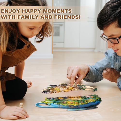 Jigfoxy Wooden Puzzle for Adults Funny Green Cup Jigsaw Puzzles for Adult Unique Animal Shape Wood Cut Puzzles Christmas Thanksgiving Gifts for Friends Family L134 129in220pcs - Image 5