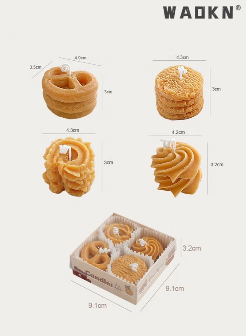 دبليو أيه أو كي أن 4 قطع من قوالب البسكويت الإبداعية، شمعة معطرة، صندوق هدايا معطر، هدية مصاحبة، هدية يدوية الصنع، شمع معطر، قهوة، حليب، شمع الصويا - Image 2