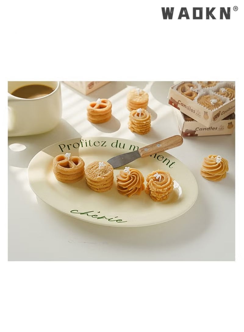 دبليو أيه أو كي أن 4 قطع من قوالب البسكويت الإبداعية، شمعة معطرة، صندوق هدايا معطر، هدية مصاحبة، هدية يدوية الصنع، شمع معطر، قهوة، حليب، شمع الصويا - Image 3