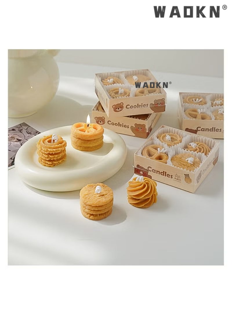 دبليو أيه أو كي أن 4 قطع من قوالب البسكويت الإبداعية، شمعة معطرة، صندوق هدايا معطر، هدية مصاحبة، هدية يدوية الصنع، شمع معطر، قهوة، حليب، شمع الصويا - Image 5