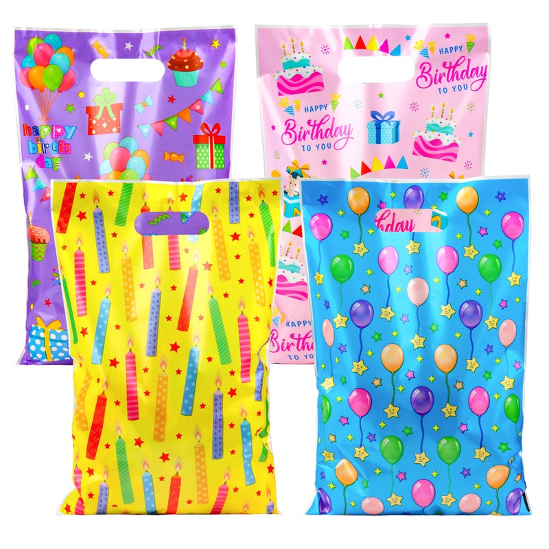 ZYLOP Birthday Party Favor Bags 50 Pcs - Plastic Happy Birthday Goodie Loot Gift Bags for Kids Girls & Boys Birthdays Party Supplies, Packaging Candy Treat Toys and Party Favors (6.5 x 9.8 Inches) - Image 1