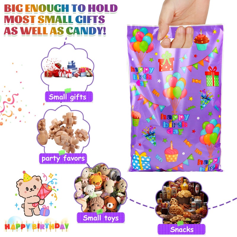 ZYLOP Birthday Party Favor Bags 50 Pcs - Plastic Happy Birthday Goodie Loot Gift Bags for Kids Girls & Boys Birthdays Party Supplies, Packaging Candy Treat Toys and Party Favors (6.5 x 9.8 Inches) - Image 5
