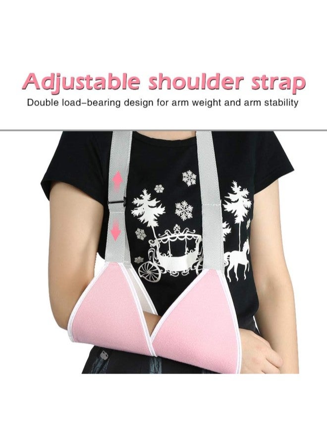 كلاراكو حمالة ذراع، 2 لون قابل للتعديل للأطفال والكبار حمالة ذراع لدعم الكتف وحزام دعامة الكسر للذراع والجزء العلوي من الذراع وإصابة مفصل الكتف (وردي) - Image 1