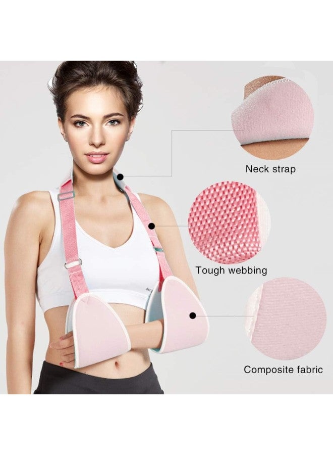 كلاراكو حمالة ذراع، 2 لون قابل للتعديل للأطفال والكبار حمالة ذراع لدعم الكتف وحزام دعامة الكسر للذراع والجزء العلوي من الذراع وإصابة مفصل الكتف (وردي) - Image 4