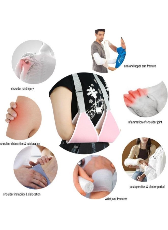 كلاراكو حمالة ذراع، 2 لون قابل للتعديل للأطفال والكبار حمالة ذراع لدعم الكتف وحزام دعامة الكسر للذراع والجزء العلوي من الذراع وإصابة مفصل الكتف (وردي) - Image 5