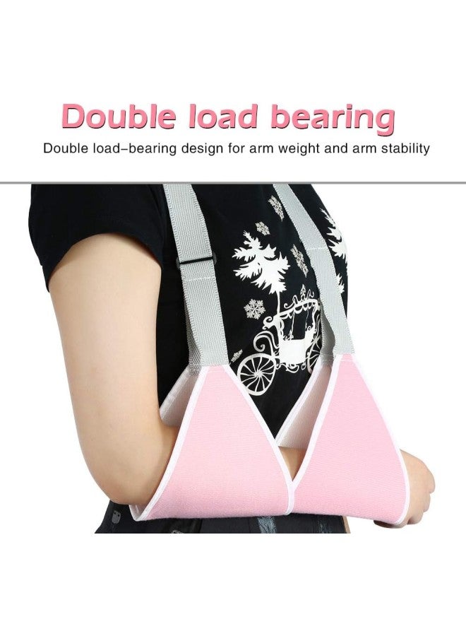 كلاراكو حمالة ذراع، 2 لون قابل للتعديل للأطفال والكبار حمالة ذراع لدعم الكتف وحزام دعامة الكسر للذراع والجزء العلوي من الذراع وإصابة مفصل الكتف (وردي) - Image 2