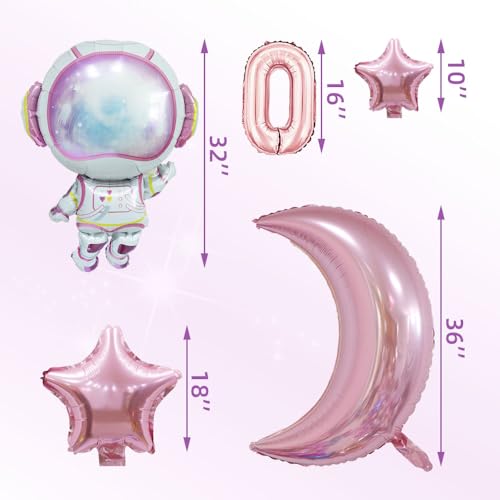 AnnoDeel Two The Moon Balloons 16inch Rose Gold Letter foil Balloons Large Pink Moon Robot UFO Theme for 2nd Girl Brithday Party Supply Decoration - Image 5