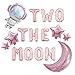 AnnoDeel Two The Moon Balloons 16inch Rose Gold Letter foil Balloons Large Pink Moon Robot UFO Theme for 2nd Girl Brithday Party Supply Decoration - Image 2