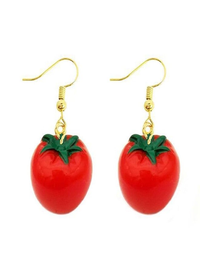 3D Handmade Simulation food Fruit Dangle Drop Earrings Cute Unique Banana Apple Earrings Set for Women Jewelry - Tomato