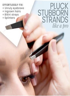 Tweezer Guru Tweezers For Eyebrows - 2 Pack Slant Tip Professional Stainless Steel Eyebrow Tweezers For Women & Men - Great Precision On Brow, Facial Hair & Ingrown Hair (Classic Pink And Black)  - Image 3