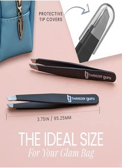 Tweezer Guru Tweezers For Eyebrows - 2 Pack Slant Tip Professional Stainless Steel Eyebrow Tweezers For Women & Men - Great Precision On Brow, Facial Hair & Ingrown Hair (Classic Pink And Black)  - Image 5