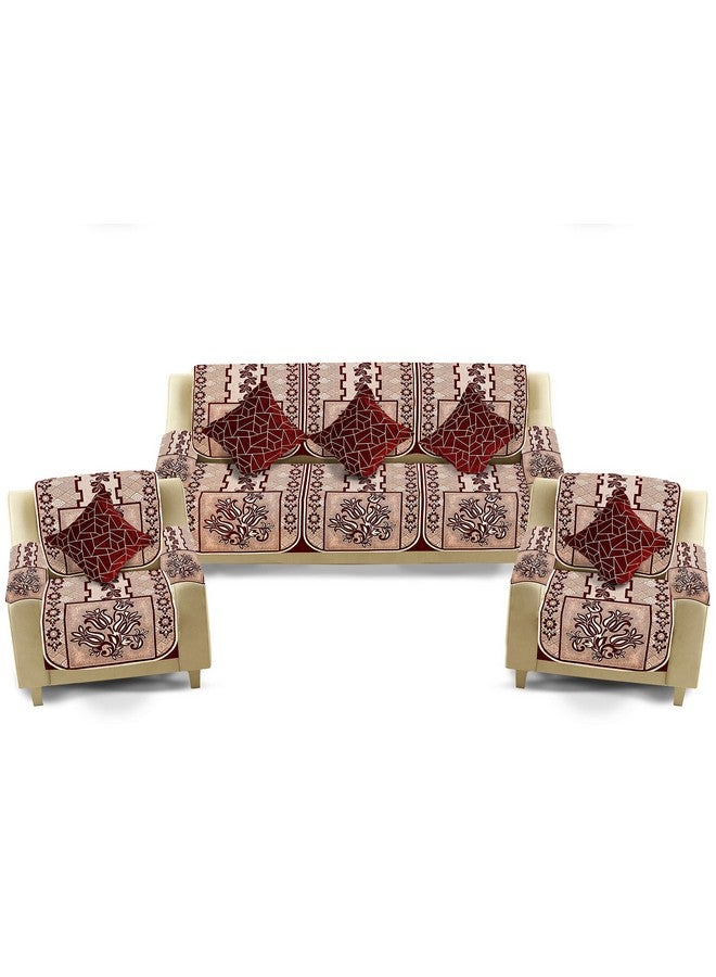 Dazzling DECOR Velvet Sofa Cover with Arm Cover and Cushion Covers Set of 5 Seater - Sofa Covers 3 Seater and 2 Seater Full Cover Set for Couch Seat - Heavy Fabric Sofa Slip Protector, 1001_Maroon - Image 2