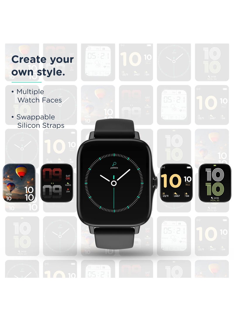 Pebble Spark 1.7" Bluetooth Calling Smartwatch for Men and Women, HD Display with SpO2, HR Monitoring - Jet Black  - Image 5