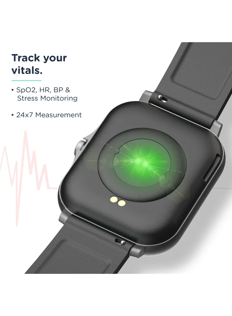 بيبل Spark 1.7" Bluetooth Calling Smartwatch for Men and Women, HD Display with SpO2, HR Monitoring - Jet Black