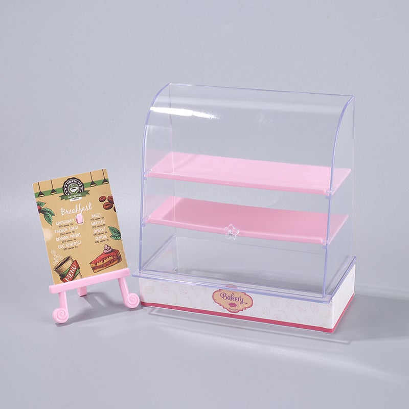 Cake Cabinet Toy Play House Children's Dessert Rack Micro Food Play Micro Model Doll House DIY Small Ornaments(Green cake cabinet) - Image 3