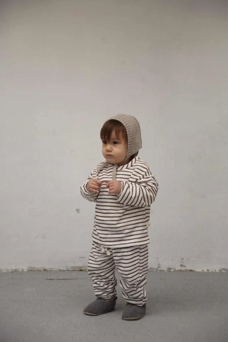 Ohlala Koala Brown Striped Bottom Top Set