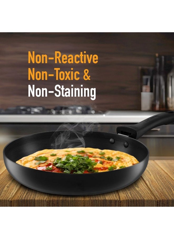 KENT - KENT Hard Anodised Frying Pan 24 Cm|1.8L|Non Reactive, Non Toxic, & Non Staining Food Grade Surface|3.25Mm Thick Base for Uniform Heating|Cool Touch Bakelite Handle|Induction Friendly, Black - Image 1