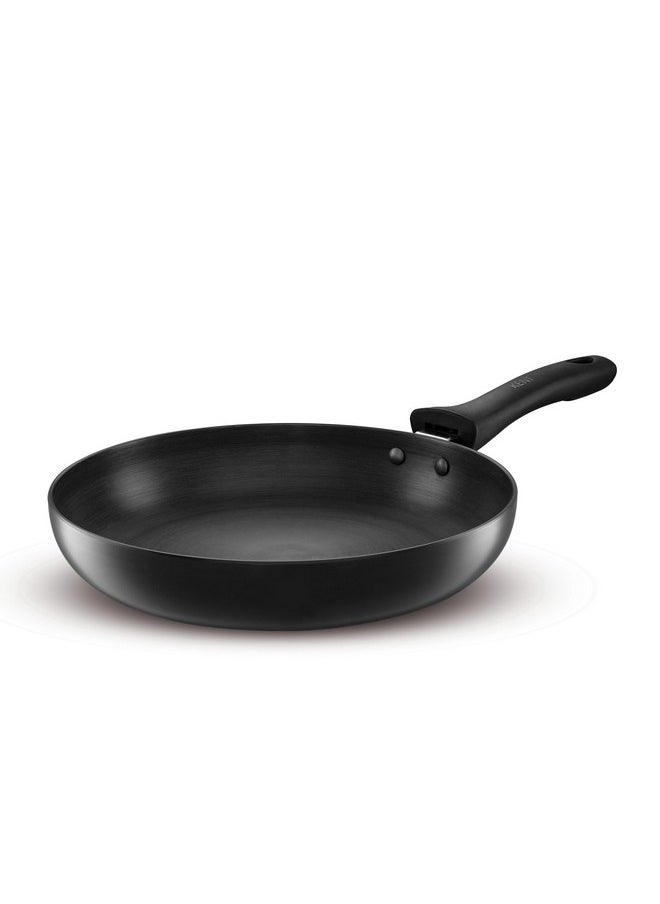 KENT - KENT Hard Anodised Frying Pan 24 Cm|1.8L|Non Reactive, Non Toxic, & Non Staining Food Grade Surface|3.25Mm Thick Base for Uniform Heating|Cool Touch Bakelite Handle|Induction Friendly, Black - Image 1