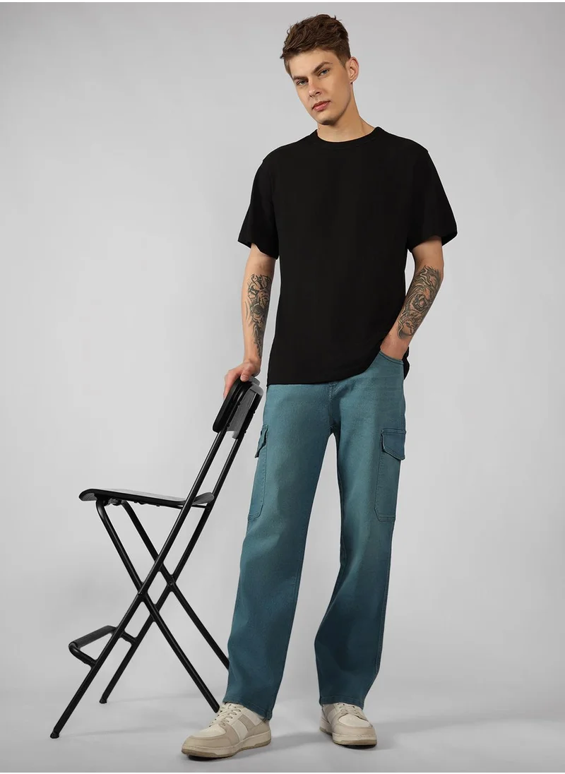 Dennis Lingo Men's Indigo Cotton Blend Solid Full Length Relaxed Fit Jeans