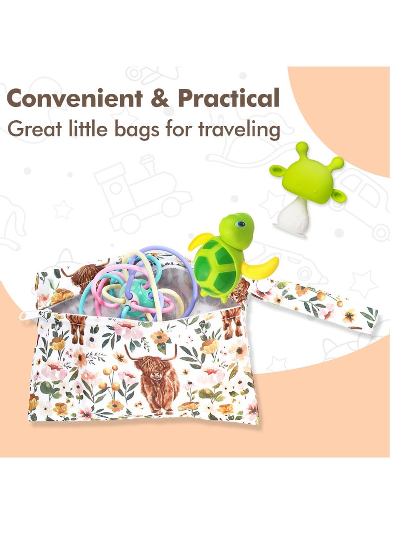 Excefore 2 Pcs Waterproof Wet Dry Bags for Baby, for Baby Diapers And Breast Pump Parts, Waterproof Reusable Wet Bag with Handle, Beach Pool Gym Bag Stroller Yoga Toiletries Organizer, 7.9"*9.8" Or 5.9"*8.9" - Image 5