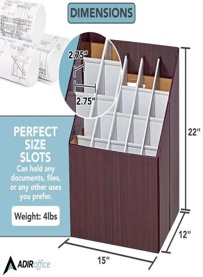Adir Corp. Blueprint Storage Bin Organizer - Vertical File Box for Blueprints, Posters, Construction Plans, Gift Wrap, And Map Holder Station - Cardboard Blueprint Holder - 1 Box - Image 3