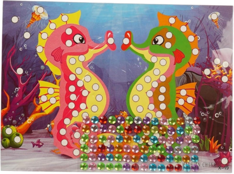 Diamond Painting With Sea Horse Shape 18 * 13 CM For Girls - Multi Color