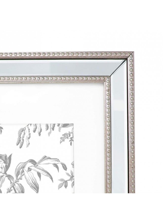 Laura Ashley 11x14 (Matted 8x10) Champagne Mirror Bead Picture Frame, Classic Mirrored Frame with Beaded Border, Wall-Mountable, Made for Photo Gallery and Wall Art, (11x14 (Matted 8x10), Champagne) - Image 4