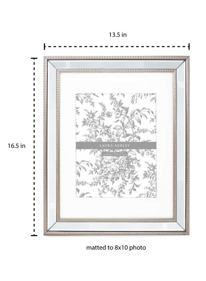 Laura Ashley 11x14 (Matted 8x10) Champagne Mirror Bead Picture Frame, Classic Mirrored Frame with Beaded Border, Wall-Mountable, Made for Photo Gallery and Wall Art, (11x14 (Matted 8x10), Champagne) - Image 2